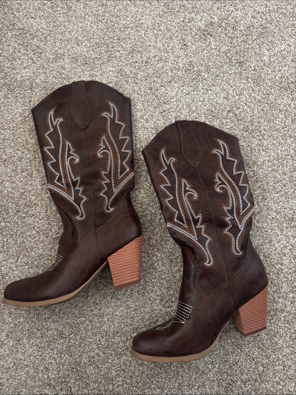 Women's Brown Embroidered Western Boots